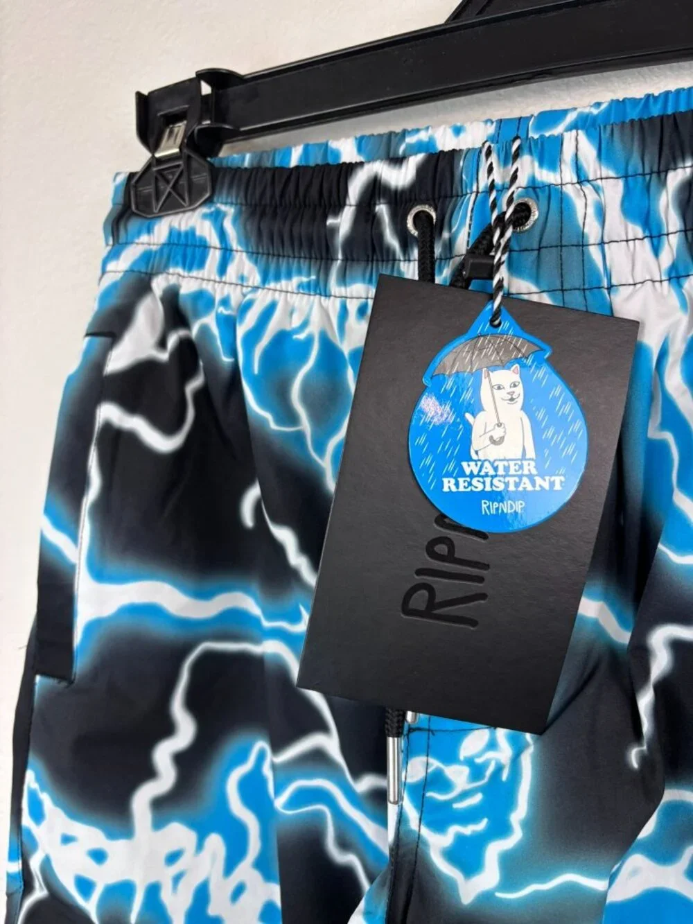 RipNDip men's XS black blue Nikola‎ lightning print board shorts swim trunks NWT